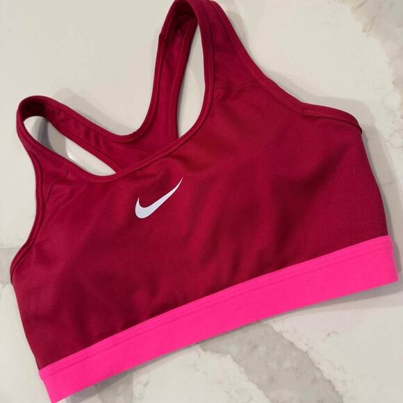 Nike DriFit Sports Bra Padded Racerback Activewear Womens Small Red/Pink Workout - Picture 2 of 6